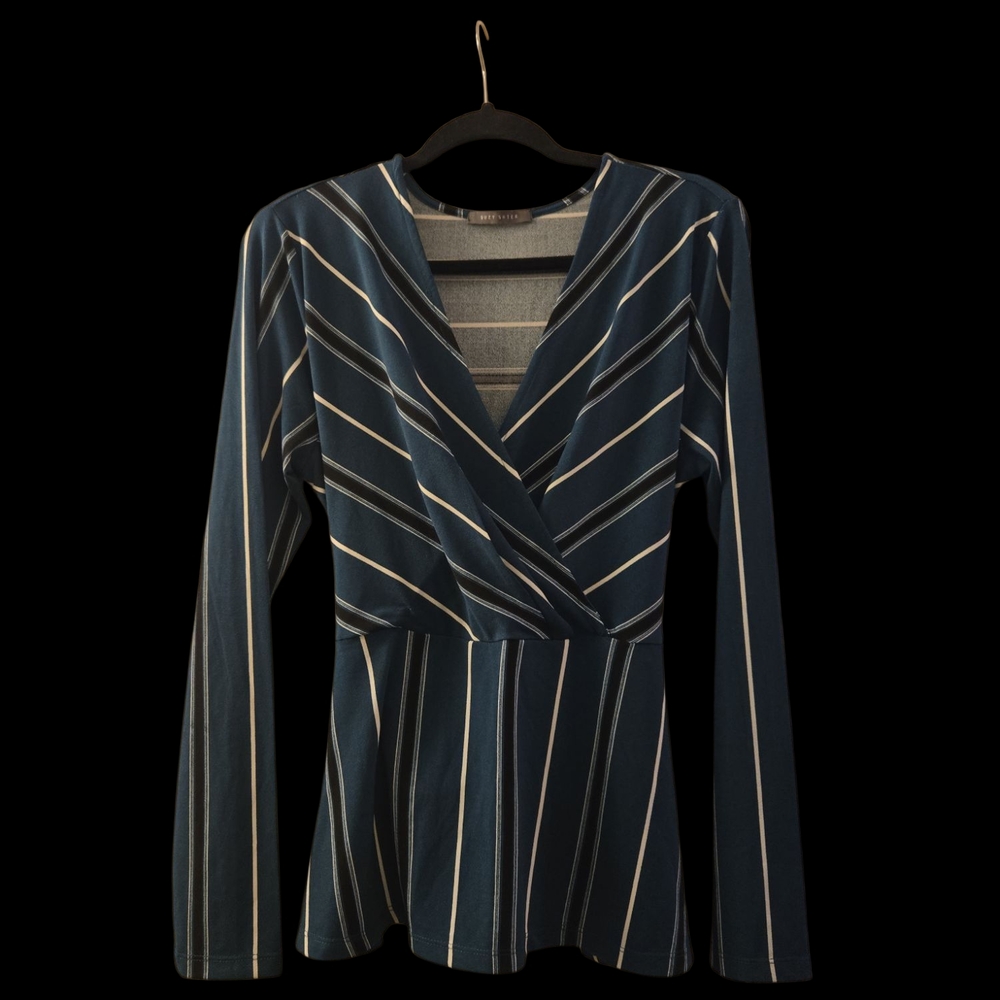 Suzy Shier Blue and White Striped Top